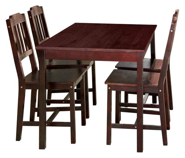 Idea Stôl + 4 stoličky 8849 tmavohnedý lak