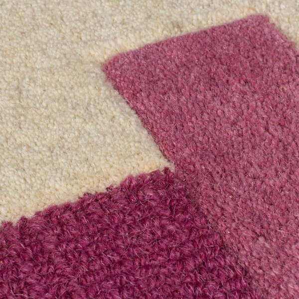 Žlto-ružový ručne tkaný vlnený behúň 60x230 cm Kai Wool Border – Flair Rugs