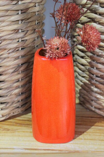 Oranžová keramická váza 19cm