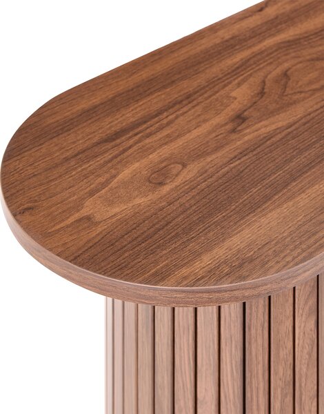 Konzolový stolík tmavohnedý MDF rebrované nohy 120 cm klasický moderný dizajn obývacia izba predsieň