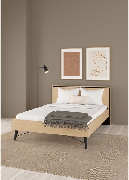 Dvojlôžková posteľ v dekore duba s roštom 140x200 cm v prírodnej farbe Ry – Tvilum