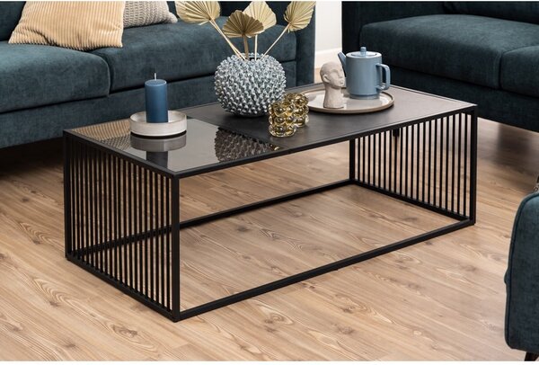 Čierny konferenčný stolík so sklenenou doskou 60x120 cm Strington – Actona