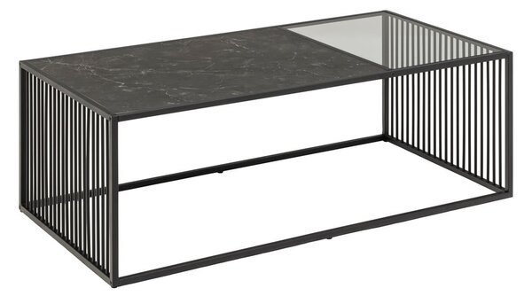 Čierny konferenčný stolík so sklenenou doskou 60x120 cm Strington – Actona