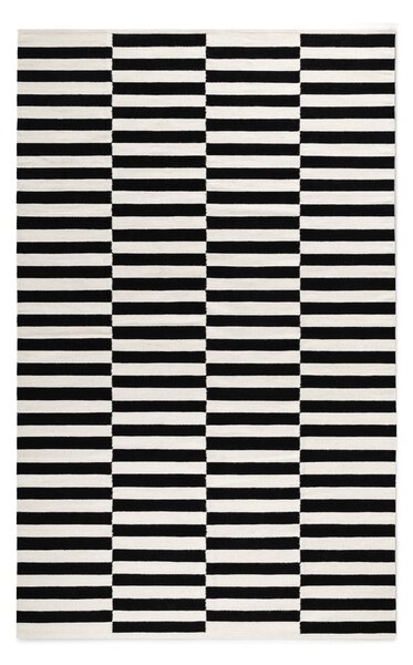 Čierno-biely obojstranný ručne tkaný vlnený koberec 200x300 cm Donna – Hanse Home