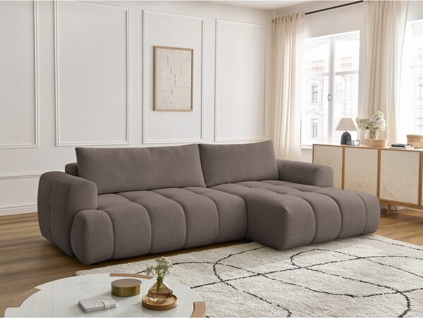Taupe rozkladacia/s úložným priestorom rohová pohovka (pravý roh/s leňoškou) Fuji – Bobochic Paris