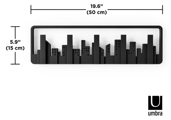 Čierny plastový nástenný vešiak Skyline - Umbra