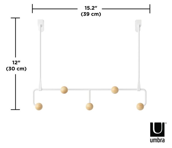 Biely prírodný kovový vešiak na dvere 39 cm Estique - Umbra