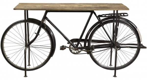 Konzolový stôl starého bicykla ako podstavec