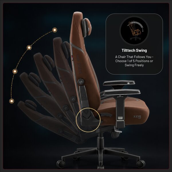 Herné kreslo textilné hnedé, Normal: Diablo X.Eye Prime Cinnamon Brown