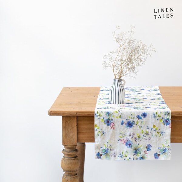 Ľanový behúň na stôl 40x200 cm White Flowers – Linen Tales