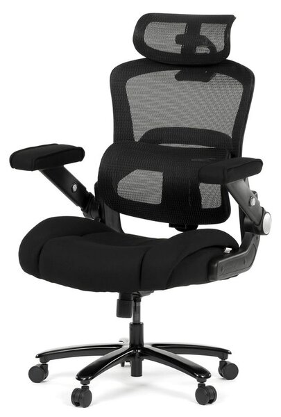 KA-N1313 BK, Ergonomická kancelárska stolička, čierna látka, sieťovina, 180 kg