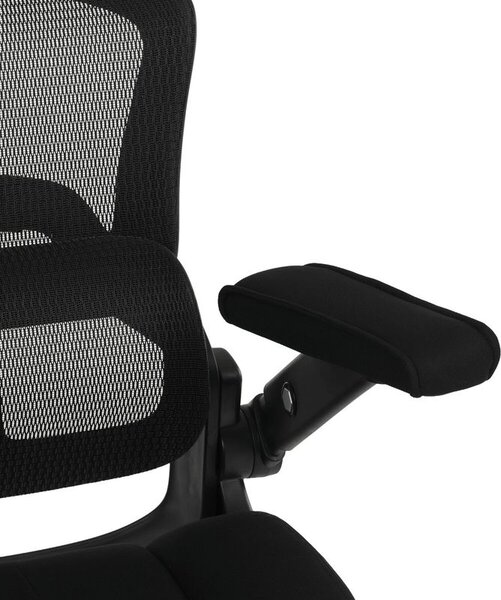 KA-N1313 BK, Ergonomická kancelárska stolička, čierna látka, sieťovina, 180 kg