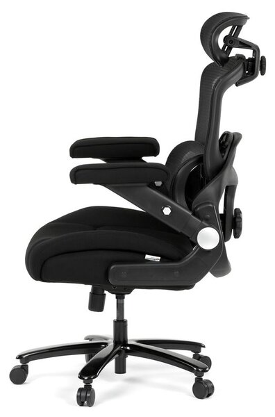 KA-N1313 BK, Ergonomická kancelárska stolička, čierna látka, sieťovina, 180 kg