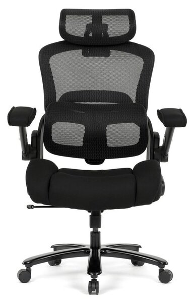 KA-N1313 BK, Ergonomická kancelárska stolička, čierna látka, sieťovina, 180 kg
