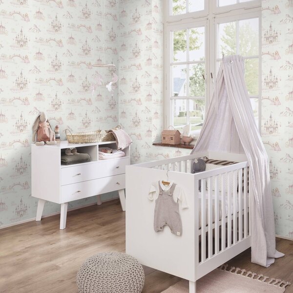 RASCH | Vliesová tapeta na stenu Kids World 2 302721 | 0,53 x 10,05 m | biela, ružová
