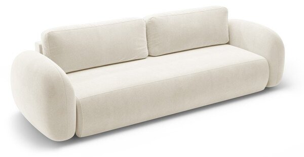 Krémovobiela zamatová rozkladacia/s úložným priestorom pohovka 262 cm Tonale – Cosmopolitan Design