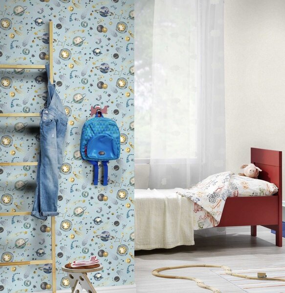 RASCH | Vliesová tapeta na stenu Kids World 2 300949 | 0,53 x 10,05 m | modrá