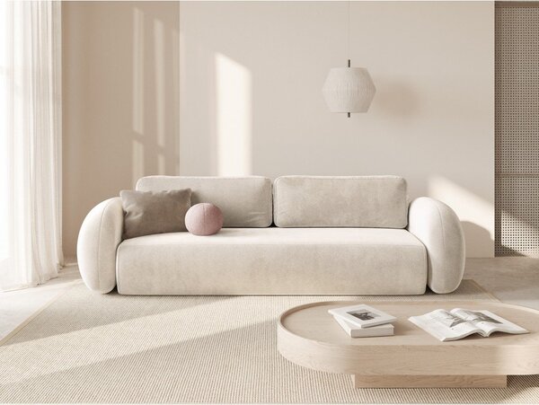 Krémovobiela zamatová rozkladacia/s úložným priestorom pohovka 262 cm Tonale – Cosmopolitan Design