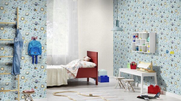 RASCH | Vliesová tapeta na stenu Kids World 2 300949 | 0,53 x 10,05 m | modrá