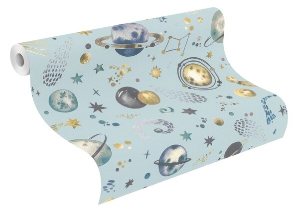 RASCH | Vliesová tapeta na stenu Kids World 2 300949 | 0,53 x 10,05 m | modrá