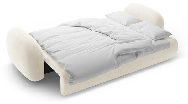 Krémovobiela zamatová rozkladacia/s úložným priestorom pohovka 262 cm Tonale – Cosmopolitan Design