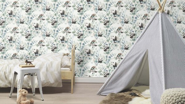 RASCH | Vliesová tapeta na stenu Kids World 2 301144 | 0,53 x 10,05 m | biela, zelená