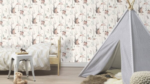 RASCH | Vliesová tapeta na stenu Kids World 2 300048 | 0,53 x 10,05 m | biela, hnedá, šedá