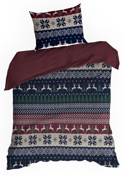VIANOČNÉ RENFORCÉ OBLIEČKY SKANDY 200X220 CM, 2 KS 70X80 CM VZOROVANÉ