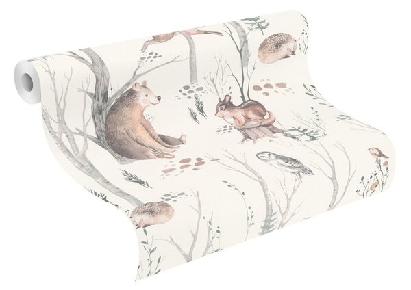 RASCH | Vliesová tapeta na stenu Kids World 2 300048 | 0,53 x 10,05 m | biela, hnedá, šedá