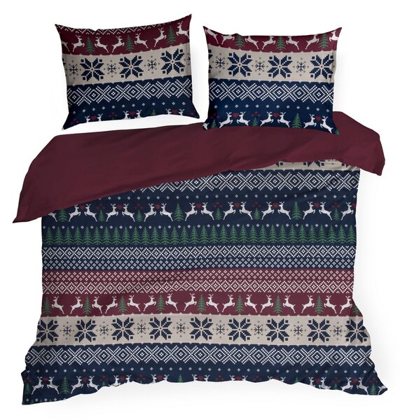 VIANOČNÉ RENFORCÉ OBLIEČKY SKANDY 200X220 CM, 2 KS 70X80 CM VZOROVANÉ
