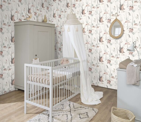 RASCH | Vliesová tapeta na stenu Kids World 2 300048 | 0,53 x 10,05 m | biela, hnedá, šedá