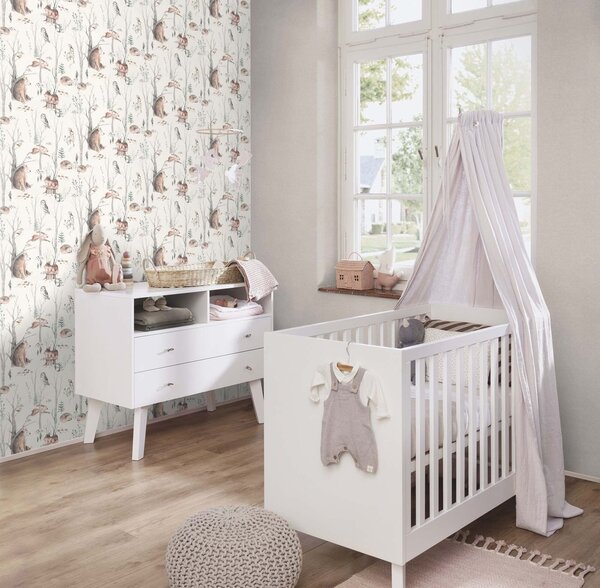 RASCH | Vliesová tapeta na stenu Kids World 2 300048 | 0,53 x 10,05 m | biela, hnedá, šedá