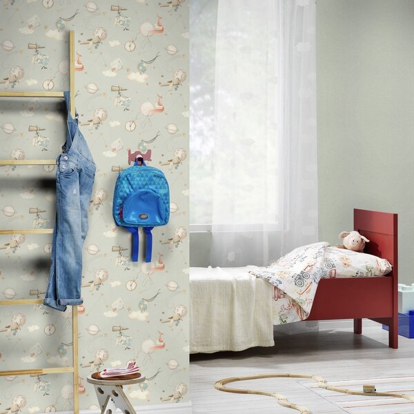 RASCH | Vliesová tapeta na stenu Kids World 2 302226 | 0,53 x 10,05 m | šedá, modrá