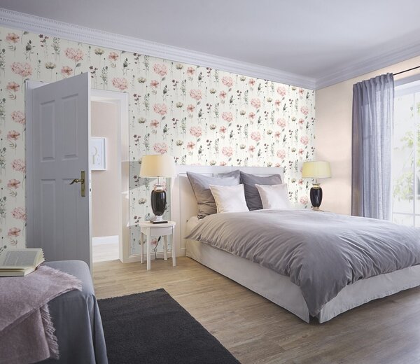 RASCH | Vliesová tapeta na stenu Kids World 2 252811 | 0,53 x 10,05 m | šedá, ružová
