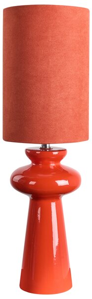 Stolná nočná lampa červená keramický podstavec tienidlo z umelého semišu 62 cm moderný štýl obývacia izba spálňa