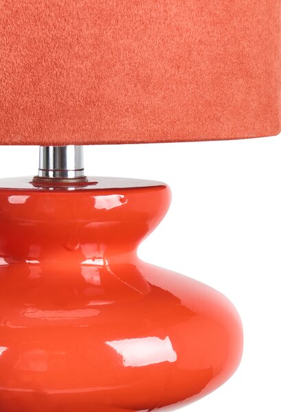 Stolná nočná lampa červená keramický podstavec tienidlo z umelého semišu 62 cm moderný štýl obývacia izba spálňa