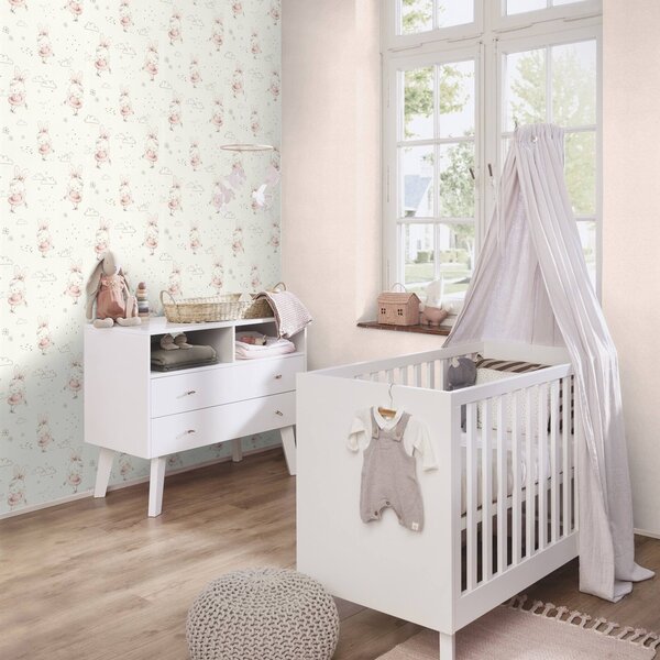 RASCH | Vliesová tapeta na stenu Kids World 2 252811 | 0,53 x 10,05 m | šedá, ružová