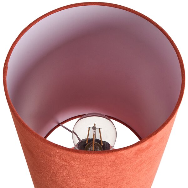 Stolná nočná lampa červená keramický podstavec tienidlo z umelého semišu 62 cm moderný štýl obývacia izba spálňa