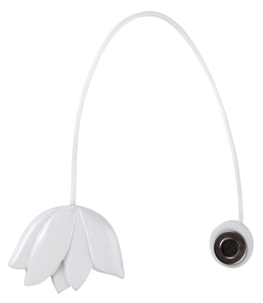 SADA 2KS DEKORAČNÁ SPONA NA ZÁVES TULIP S MAGNETOM 6 X 15 CM BIELA