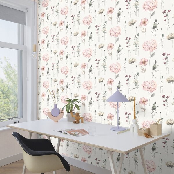 RASCH | Vliesová tapeta na stenu Kids World 2 300642 | 0,53 x 10,05 m | biela, ružová
