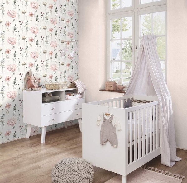 RASCH | Vliesová tapeta na stenu Kids World 2 300642 | 0,53 x 10,05 m | biela, ružová