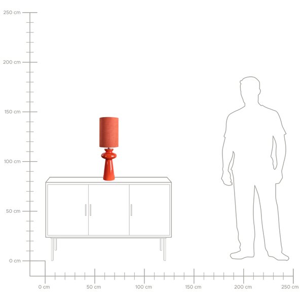 Stolná nočná lampa červená keramický podstavec tienidlo z umelého semišu 62 cm moderný štýl obývacia izba spálňa