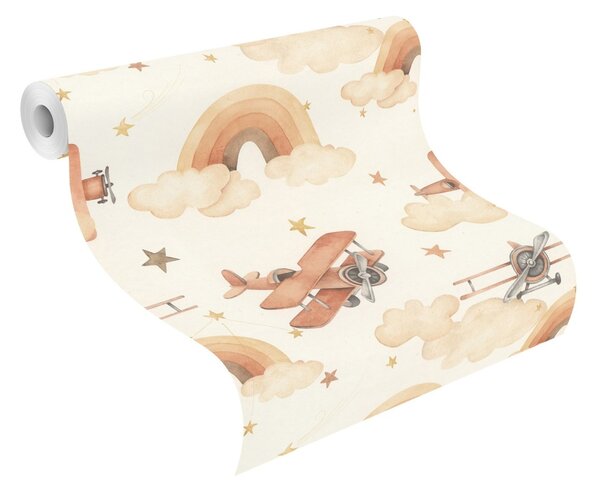 RASCH | Vliesová tapeta na stenu Kids World 2 301557 | 0,53 x 10,05 m | biela, béžová