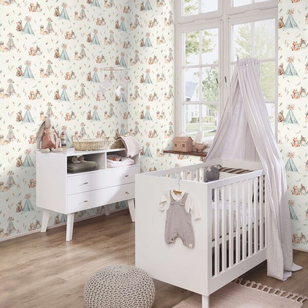 RASCH | Vliesová tapeta na stenu Kids World 2 301410 | 0,53 x 10,05 m | biela