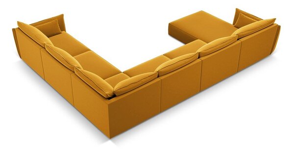 Zamatová rohová pohovka v horčicovej farbe (pravý roh/do "U") Vanda – Mazzini Sofas