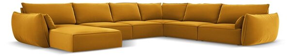 Zamatová rohová pohovka v horčicovej farbe (pravý roh/do "U") Vanda – Mazzini Sofas