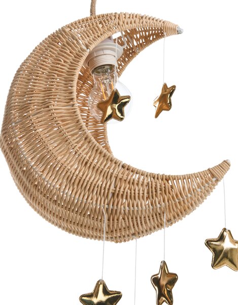 Závesná lampa prírodná ratanová ručne pletené tienidlo v tvare mesiaca boho štýl