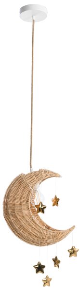 Závesná lampa prírodná ratanová ručne pletené tienidlo v tvare mesiaca boho štýl