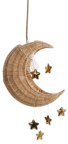 Závesná lampa prírodná ratanová ručne pletené tienidlo v tvare mesiaca boho štýl