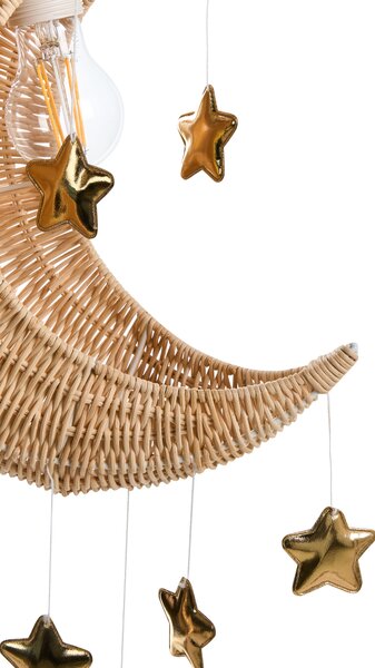 Závesná lampa prírodná ratanová ručne pletené tienidlo v tvare mesiaca boho štýl